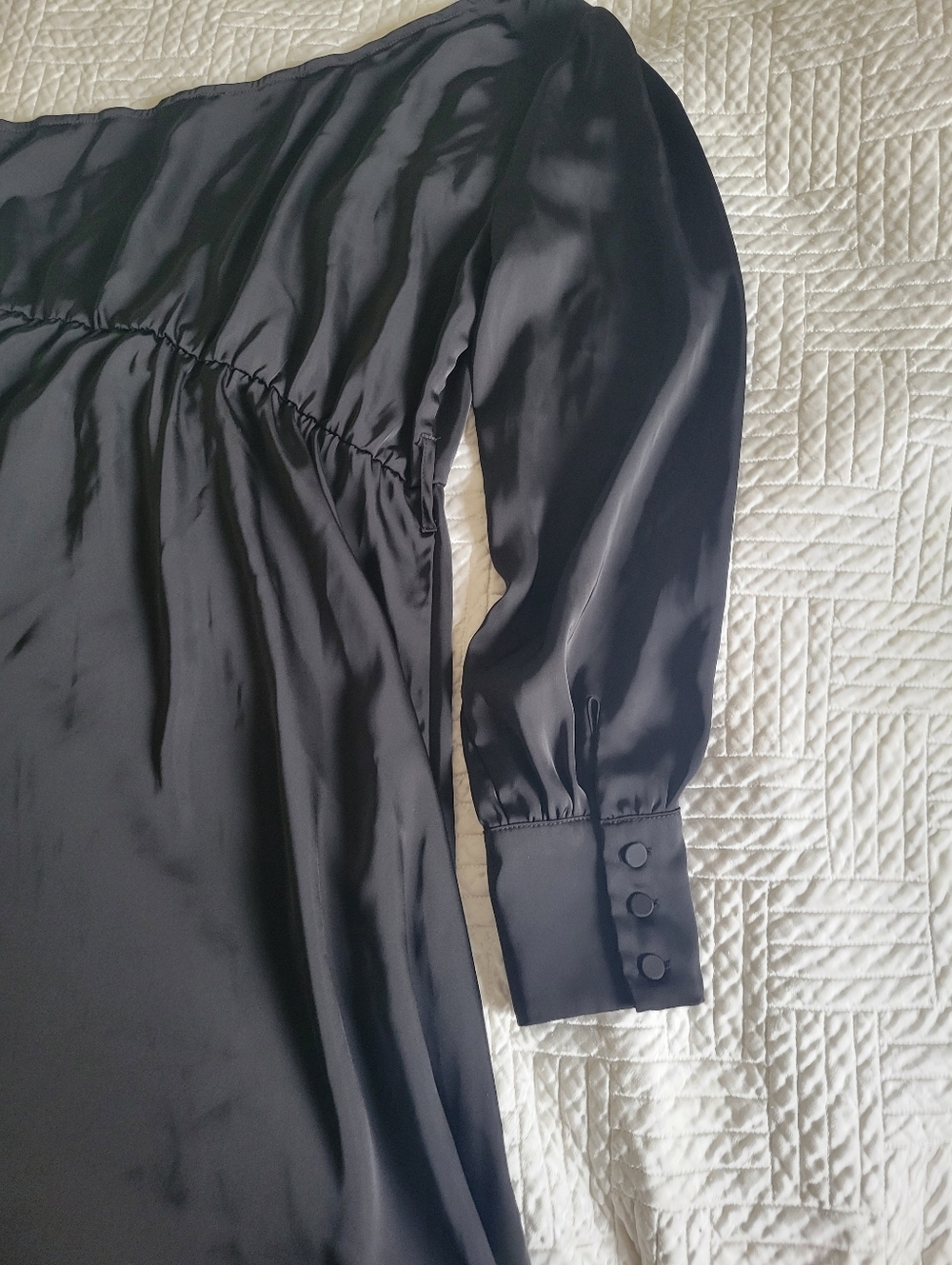Kirundo One Shoulder Satin Midi Dress Black Size L Minimalist Reformation Style - Picture 7 of 8